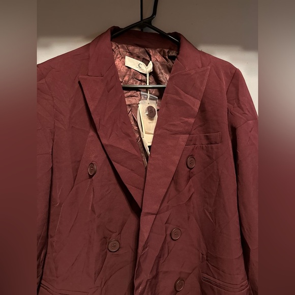 Commense- Double Breasted Burgundy Suit Jacket (Size L) - Picture 5 of 10